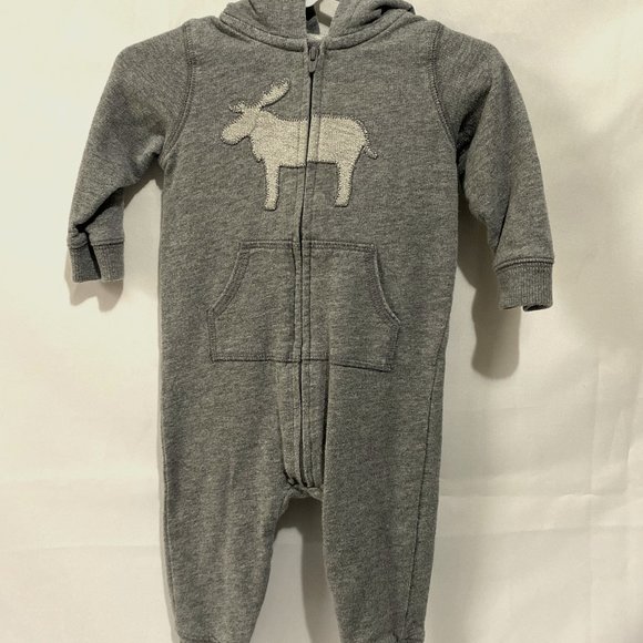 Carter's ❤️ Baby Boy 100% Cotton Front Zipper Romper Size 9 Months (PRE-LOVED) - Picture 1 of 6